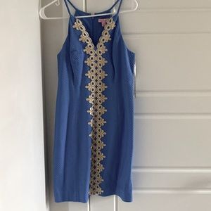 Blue and gold V neck Lilly